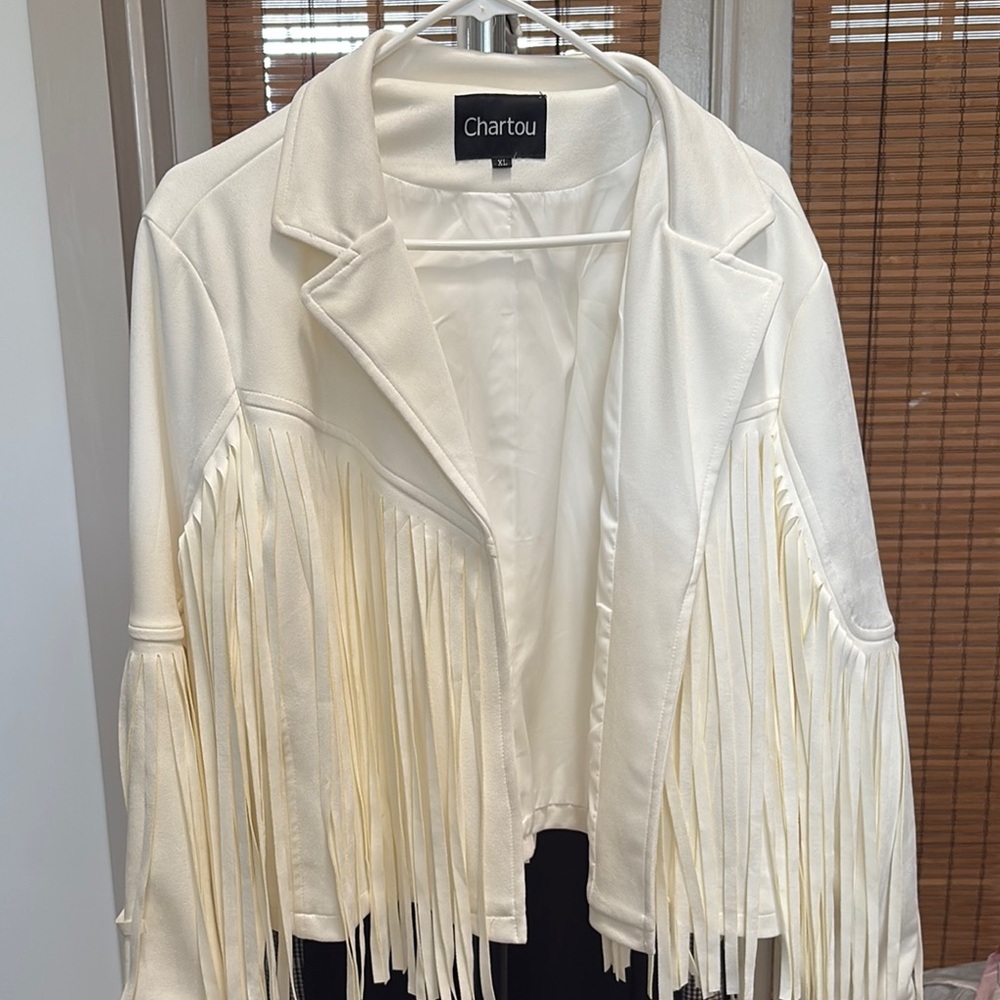 White Fringe Jacket with Western Boho Style
